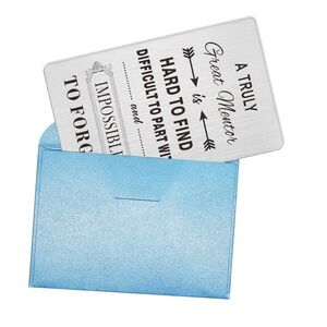 NWT Truly Great Mentor is Hard to Find Wallet Card Metal Blue Envelope Gift